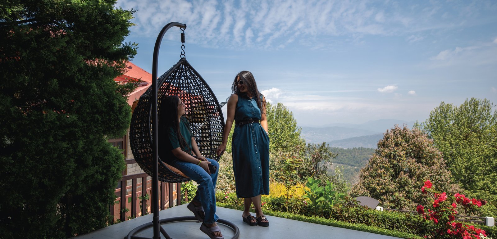 Discover premium vacation deals and Himalayan retreat packages at Ojaswi Resort poolside in Mukteshwar.