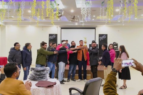 Corporate meeting space in the Himalayas at Ojaswi Resort, blending professional focus with relaxing mountain scenery.